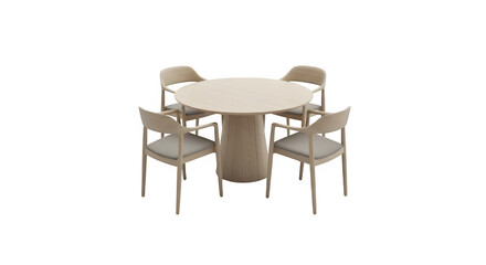 Fototapeta premium A set of four chairs and round table, isolated on white or transparent background. PNG
