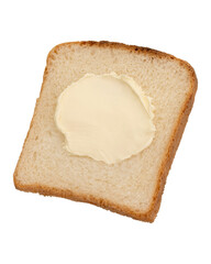Toast with butter isolated on white background