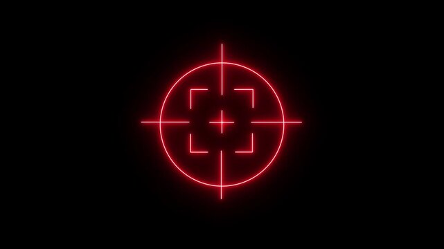 Glowing neon target icon animation. Military training , Military target icon animation. Gun target set icon, Sight sniper target motion background. gun aim, sniper target, hunting, target audience.