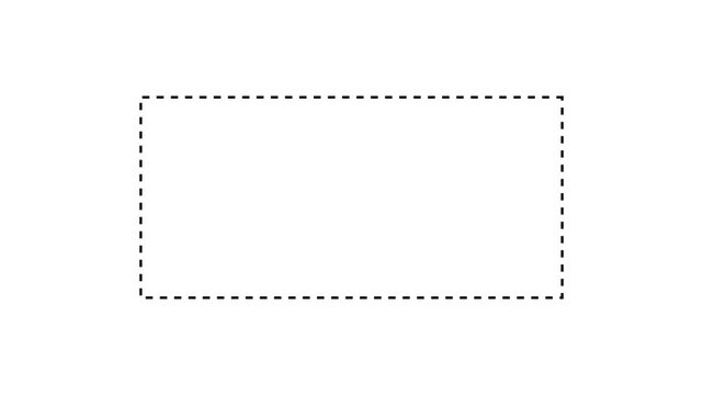 Dotted line rectangle frame animation on white background. Animation of a dotted line path from left to right point. border frame dotted line animation isolated on white screen.
