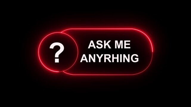 Frequently asked questions FAQ banner icon. Speech bubble icon with text. Animated FAQ neon icons with question mark glowing on black background frequently asked questions concept.