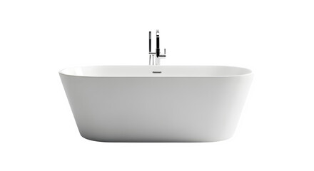 White bathtub isolated on white or transparent background. Clean modern bathroom fixture image ideal for interior design, renovation, real estate, and home decor projects. PNG