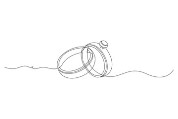 Wedding ring continuous one line drawing minimalist outline vector illustration