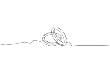 Wedding ring continuous one line drawing minimalist outline vector illustration