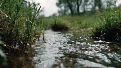 Obraz premium Babbling Brook and Green Grass