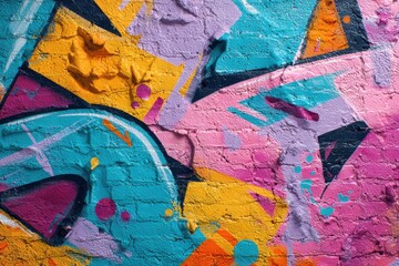Fototapeta premium Colorful hiphop style wall art brightens urban space, showcasing vibrant patterns and designs that celebrate street culture and artistic expression in a lively environment