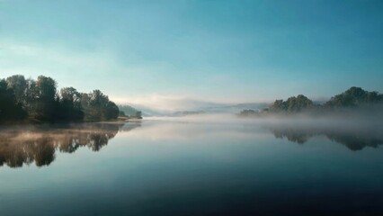 Misty Lake Landscape at Dawn