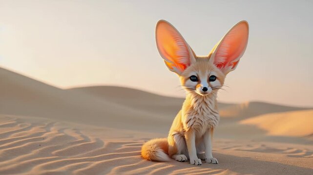 Fennec fox with oversized ears sitting on desert sand at sunset, depicting Cloud Dancer color trend 2026. Color of the Year 2026. Cloud Dancer