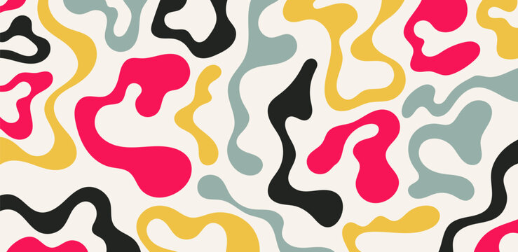 Abstract wavy geometric Y2K texture design. Cool trendy groovy curvy pattern with psychedelic trippy liquid colors. Vibrant modern backdrop for posters, banners, covers, web, creative graphic design.