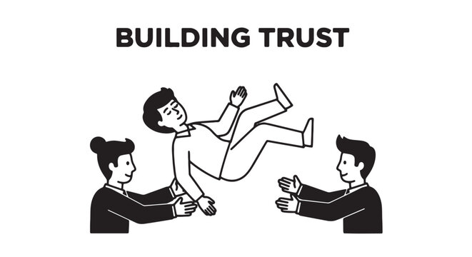 People building trust and teamwork with support and partnership in business