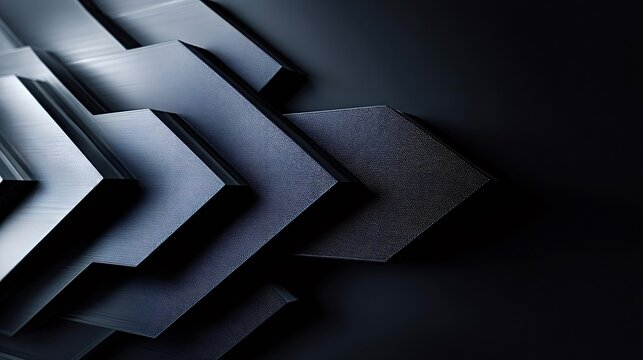 Abstract 3d arrows moving forward on dark background