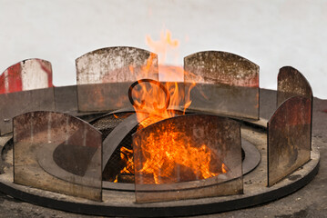 Bonfire in the winter park