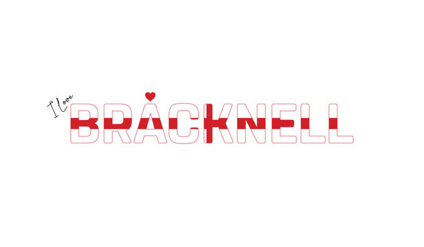 I love Bracknell, Typographic design of I love Bracknell on a white background, Flag typography of Bracknell with heart, Vector design of Bracknell City of England, I love England, Flag of England