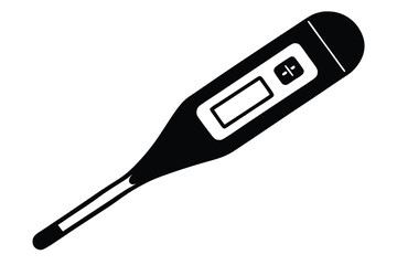 digital thermometer silhouette line art vector illustration