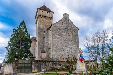 Fototapeten Mediterranes Europa The castle of Saint-Hilaire in Curemonte, a medieval village in Corrèze, Nouvelle-Aquitaine, France  © FredP