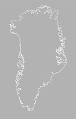 Greenland outline map with white border on gray background. Country contour silhouette illustration.