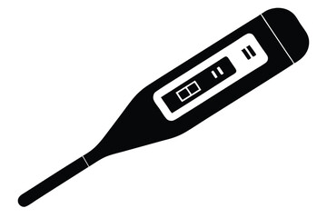digital thermometer silhouette line art vector illustration
