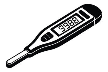 digital thermometer silhouette line art vector illustration