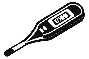 digital thermometer silhouette line art vector illustration