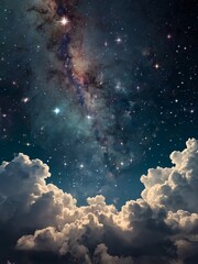Abstract background with stars and clouds