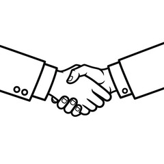 Business Handshake Icon: Black & White Line Art for Deal, Agreement, Partnership