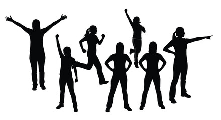 Group of happy people silhouette