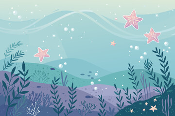 Obraz premium Pastel Underwater World With Floating Stars Creative Visual Suitable for Design