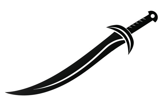 cutlass sword silhouette line art vector illustration