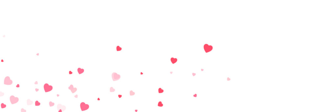 Multicolored heart-shaped confetti on an isolated transparent background. Heart confetti PNG. Design elements for Valentine&rsquo;s Day. Festive background.