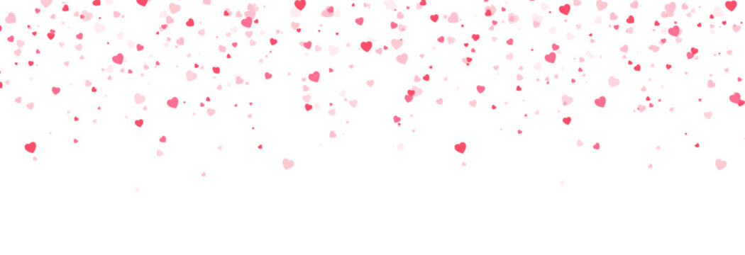 Multicolored heart-shaped confetti on an isolated transparent background. Heart confetti PNG. Design elements for Valentine&rsquo;s Day. Festive background.