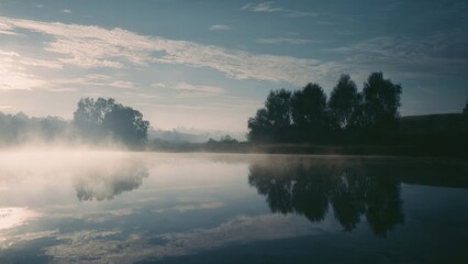 Misty Morning Lake Reflection