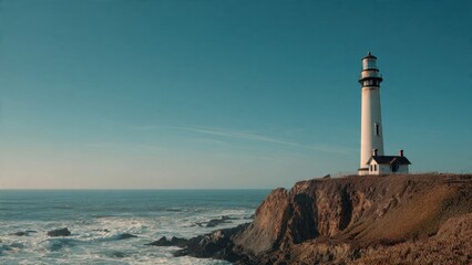 Obraz premium Pigeon Point Lighthouse by the Pacific Ocean
