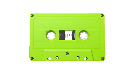 Obraz premium Vibrant Neon Green Compact Cassette Tape, isolated on white or transparent background. PNG