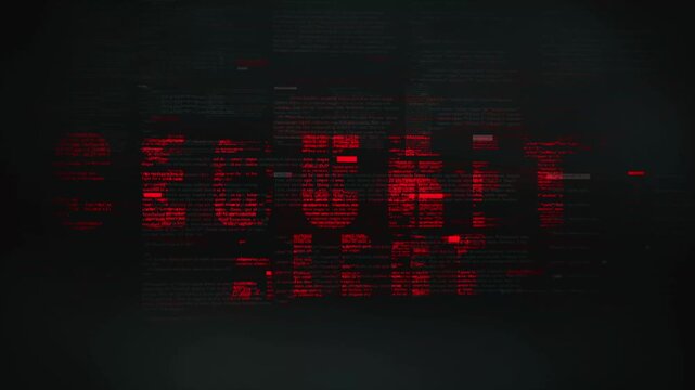 Hacker typing on computer in dark room with code on screen, '' SECURITY ALERT '' Text Overlay Technology Concept, 