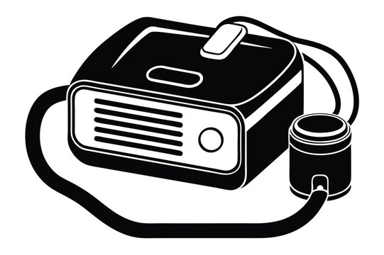 cpap machine silhouette line art vector illustration