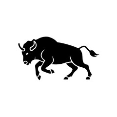 Dynamic black bull vector illustration, a powerful financial market symbol.