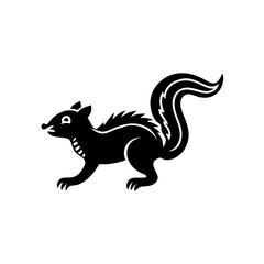 Fototapeta premium Stylized black squirrel silhouette, a graphic animal symbol for nature branding.
