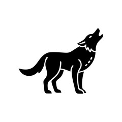 Obraz premium Black howling wolf silhouette icon for wildlife branding and mascot design.