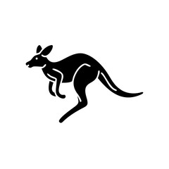 Obraz premium Minimalist black silhouette jumping kangaroo hopping wild animal graphic icon