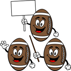 Football Mascot Set 01, Hand Drawn illustrations of Football Mascots in various poses.