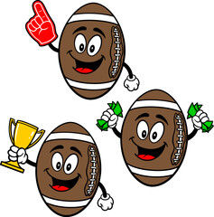 Football Mascot Set 04, Hand Drawn illustrations of Football Mascots in various poses.