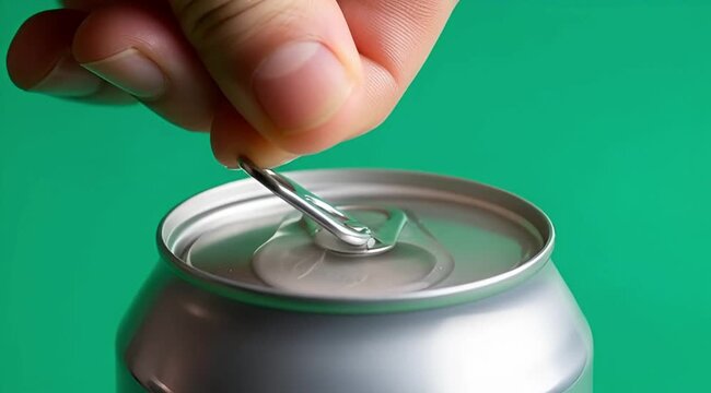Hand Opening Soda Can Tab Step-by-Step Sequence Close-up Stock Footage
