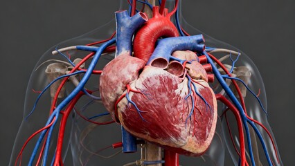 Realistic Human Heart Anatomy with Chambers, Vessels, and Valves
