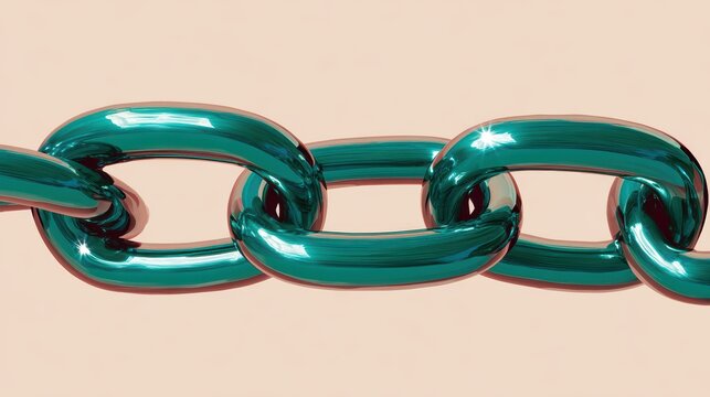 Connected Green Chain Links Symbolize Strength and Interdependence