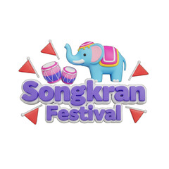 Naklejka premium Songkran festival elephant and drums isolated on transparent background