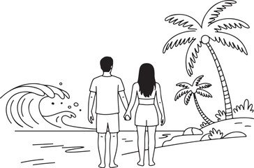 Romantic Beach Couple Silhouette