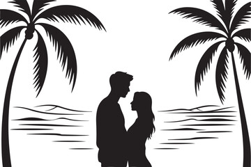 Romantic Beach Couple Silhouette
