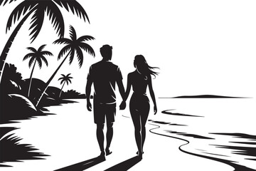 Romantic Beach Couple Silhouette