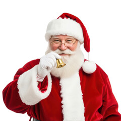 Santa claus ringing bell isolated on transparent background