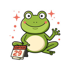 Obraz premium A playful and colorful vector illustration of a frog celebrating leap year
